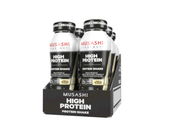 Musashi High Protein Shake - 375ml - Vanilla - 6 Pack