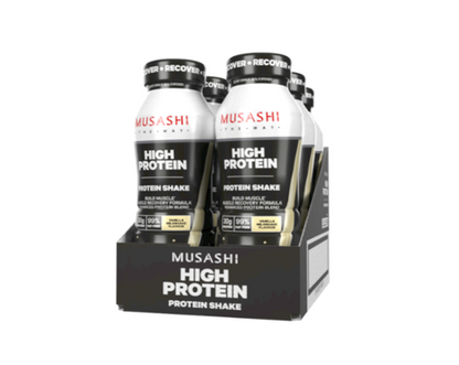 Musashi High Protein Shake - 375ml - Vanilla - 6 Pack