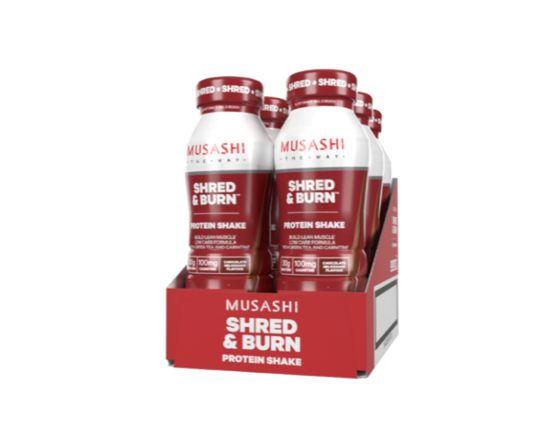 Musashi Shred  & Burn Shake- 375ml - Choc - 6 Pack