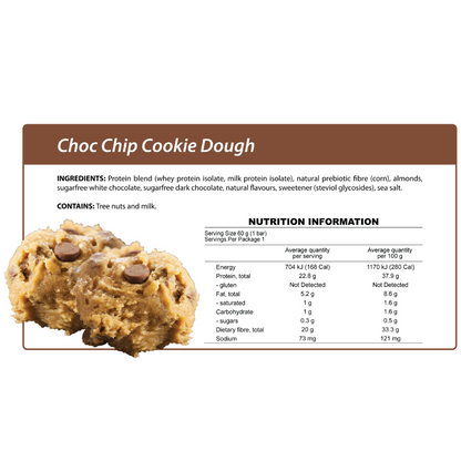 Smart Protein Bar 60g Choc Chip Cookie Dough - 12 Pack