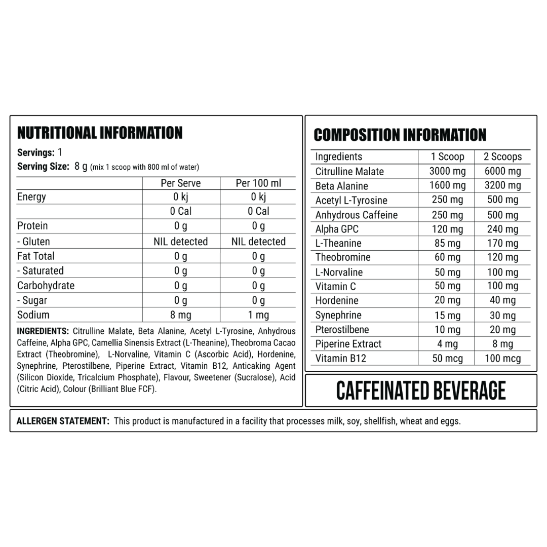 Faction Labs DISORDER Pre-Workout 8g Sachet Blue Pearl - 10 Pack