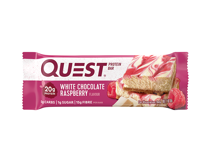 Quest Bars 60g White Choc Raspberry - 12 Pack
