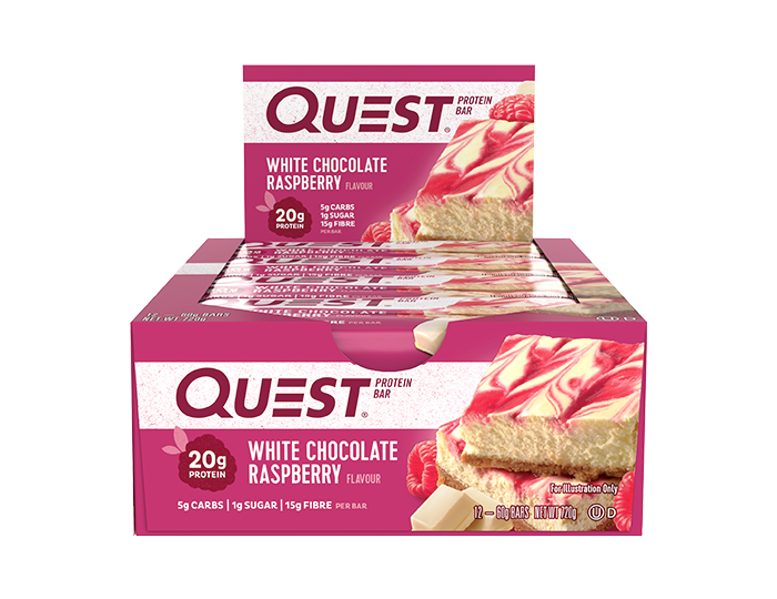 Quest Bars 60g White Choc Raspberry - 12 Pack